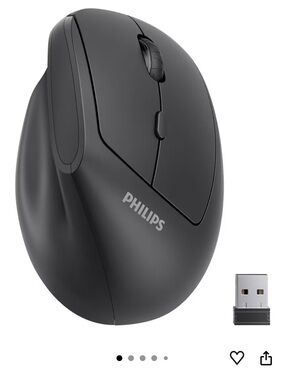 Philips Black Wireless Ergonomic Right-Hand Mouse with USB Receiver